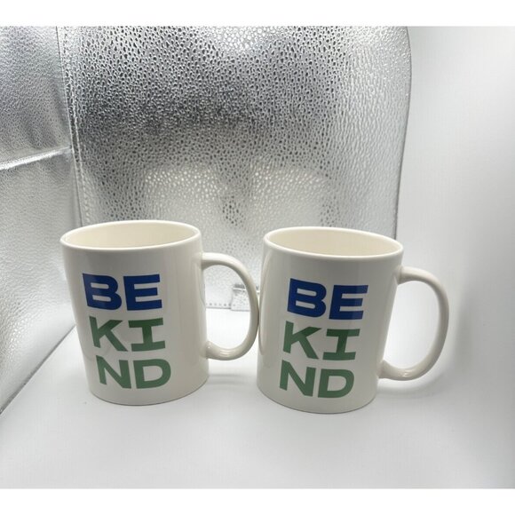 Room Essentials Stoneware Be Kind Mugs Set Of 2 Microwave & Dishwasher Safe NIB - Picture 1 of 9